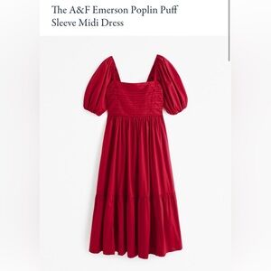 Abercrombie Emerson Poplin Puff Sleeve Midi Dress